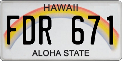 HI license plate FDR671