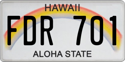 HI license plate FDR701