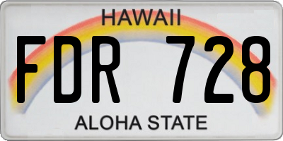 HI license plate FDR728