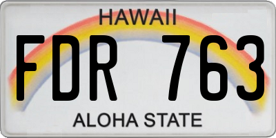 HI license plate FDR763