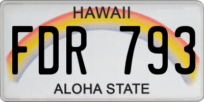 HI license plate FDR793