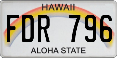 HI license plate FDR796