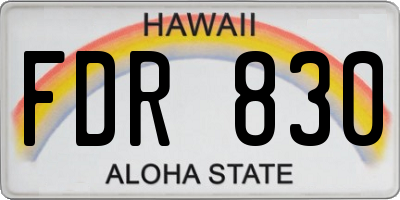 HI license plate FDR830