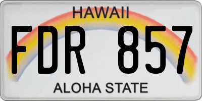 HI license plate FDR857