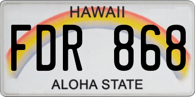 HI license plate FDR868