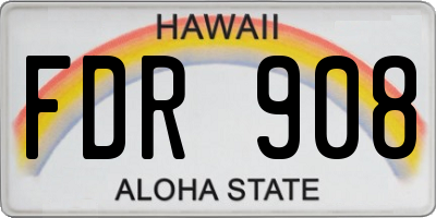 HI license plate FDR908