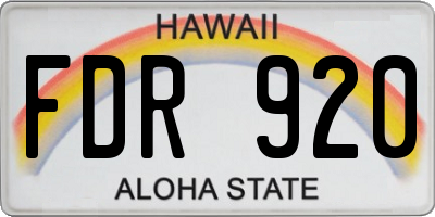HI license plate FDR920