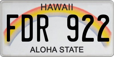 HI license plate FDR922