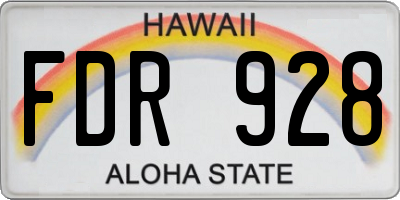 HI license plate FDR928