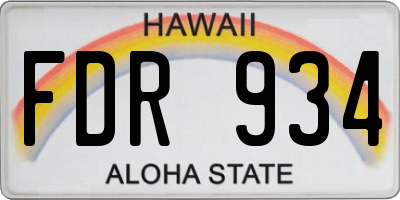 HI license plate FDR934