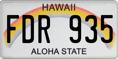 HI license plate FDR935