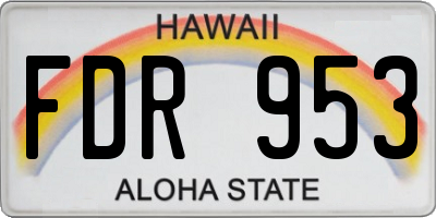 HI license plate FDR953