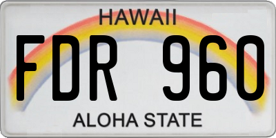 HI license plate FDR960
