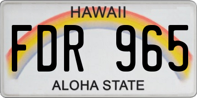 HI license plate FDR965