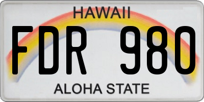 HI license plate FDR980