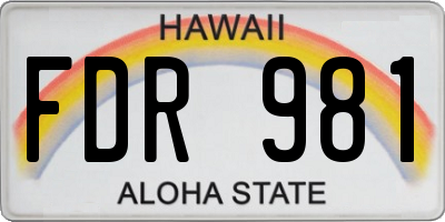 HI license plate FDR981