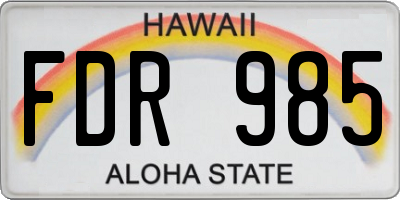 HI license plate FDR985