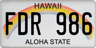 HI license plate FDR986