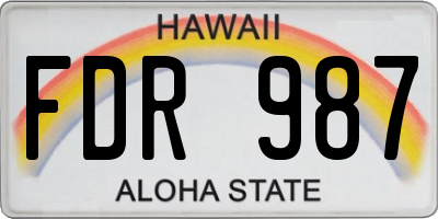 HI license plate FDR987
