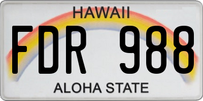 HI license plate FDR988