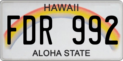 HI license plate FDR992