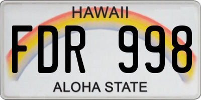 HI license plate FDR998