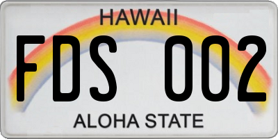 HI license plate FDS002