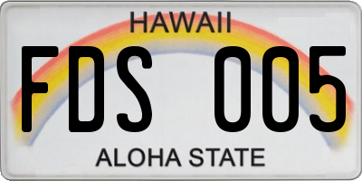 HI license plate FDS005