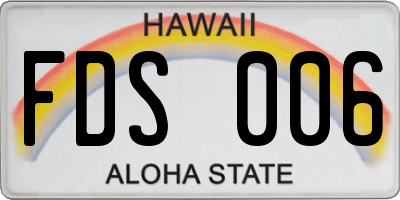 HI license plate FDS006