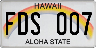 HI license plate FDS007