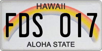 HI license plate FDS017