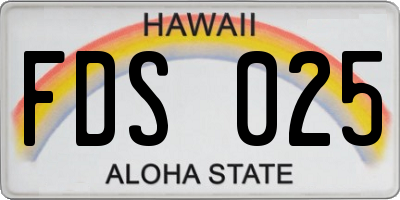 HI license plate FDS025