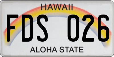 HI license plate FDS026