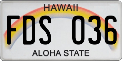 HI license plate FDS036