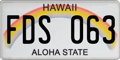 HI license plate FDS063