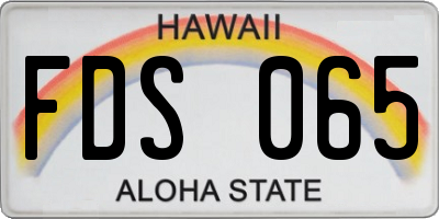 HI license plate FDS065