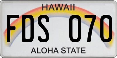 HI license plate FDS070