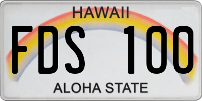 HI license plate FDS100
