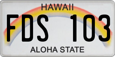 HI license plate FDS103