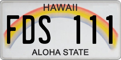 HI license plate FDS111