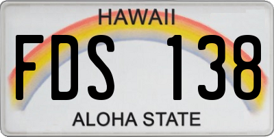 HI license plate FDS138