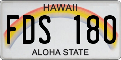 HI license plate FDS180