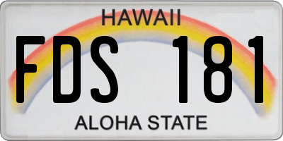 HI license plate FDS181