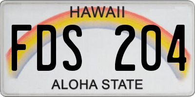 HI license plate FDS204