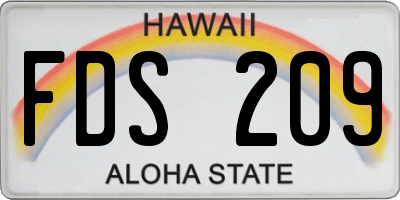 HI license plate FDS209