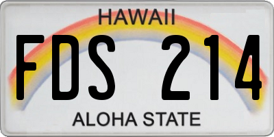 HI license plate FDS214