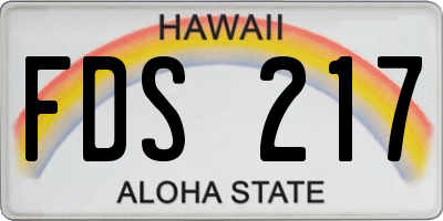 HI license plate FDS217