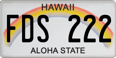 HI license plate FDS222