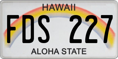 HI license plate FDS227