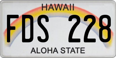 HI license plate FDS228